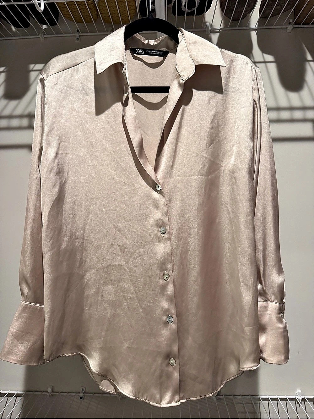 Zara Satin Button Down Shirt Size XS Like New